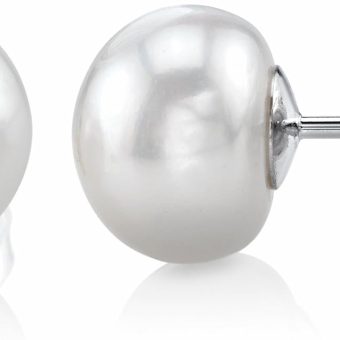 THE PEARL SOURCE 7-8mm White Freshwater Real Pearl Earrings for Women - 14K Gold Earrings | Hypoallergenic Earrings with Genuine Cultured Pearls Pearl Gifts for Christmas, Holidays and Anniversary