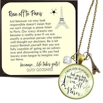 Paris Necklace I May Run Off Adventure Fashion Jewelry For Women 24" Chain