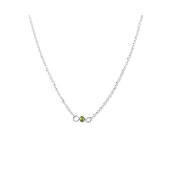 Handmade Silver August Birthstone Choker Necklace, 16 Inches - Peridot, Sterling Silver - Birthday Gift, Present for Girl, Woman, Friend, Daughter, Wife, Mom, Her