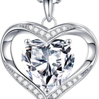 MOOSEA Moissanite Heart Pendant Necklace for Women - 925 Sterling Silver Anniversary Necklace for Wife Valentine's or Mothers Day Gifts for Her Moissanite Necklace Birthday Gifts for Women Wife