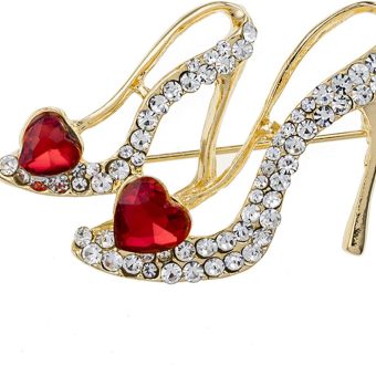 Ladies Crystal Rhinestone High Heel Princess Shoes Brooches Women Stylish Charm Brooch Pin