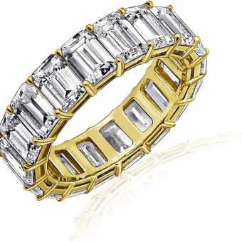 Eternity Ring For Women 14K Yellow Gold, Rose Gold, Platinum Plated 925 Sterling Silver Infinity Band | 10.30 Carats Emerald Cut Cubic Zirconia CZ Diamond Stimulant