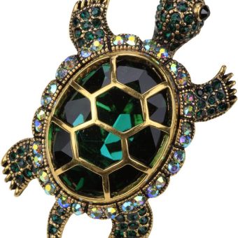 YACQ Women's Big Turtle Pin Brooch + Pendant 2 in 1 - Scarf Holders - Lead & Nickle Free - (2-1/4 x 1-1/2) Inches - Halloween Costume Jewelry Accessories