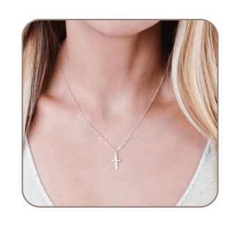 Sterling Silver Cross Necklace for Women, Simple Cross Necklaces, Length 16-18 Inches, Handmade Christian Necklace, Faith Gift, Cross Pendant Necklace, Small Cross Necklace (Sterling Silver)