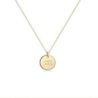 Befettly Constellation Necklace Pendant 14K Gold-Plated Hammered Round Disc Engraved Zodiac Sign Pendant 17.5’’ Adjustable Dainty Necklace