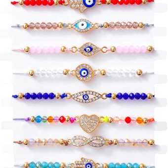 BONITTER 24/12 PCS Evil Eye Bracelets Pack For Women Mexican Braclets Set Protection Amulet Anklets Jewelry Gift