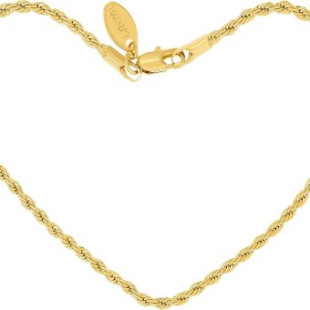 LIFETIME JEWELRY Womens Gold Anklet 2mm Rope Chain Ankle Bracelet 24k Real Gold Plated