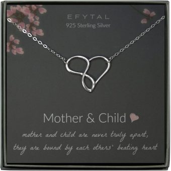 EFYTAL Mom Gifts, 925 Sterling Silver Infinity Heart Necklace for Mother & Child, Daughter or Son, Mom Necklaces for Women, Best Birthday Gift Ideas, Pendant Mother's Day Jewelry For Her, Mothers Day