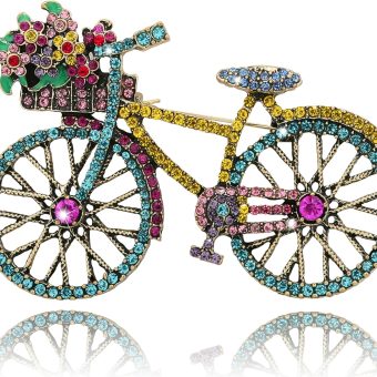 Crystal Rhinestone Creative Bicycles Brooch Pin for Women Retro Elegant Handmade Blue Brooches Pins Classic Wedding Fashion Jewelry Accessories Gift