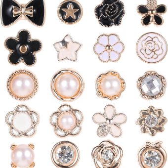 20 Pack Women Shirt Brooch Pins, Instant No Sew Buttons, Enamel Safety Lapel Pins Buttons Cover Up Replacement Button, Sweater Shawl Clips for Jeans Pant Coat Dress Clothes Decoration