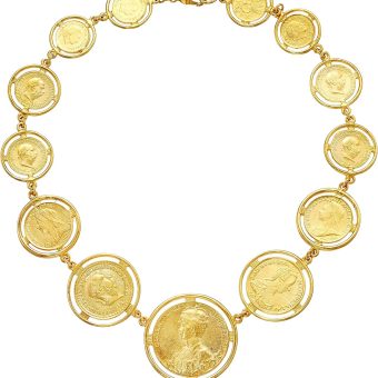 Ben-Amun "Moroccan Coins" Gold Necklace, Long Gold Jewelry, Vintage, Handmade Jewels for Women, Made in New York