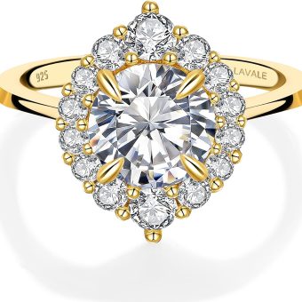 LAVALE Moissanite Rings for Women, 1.2/2 CT D Color VVS1 Lab Created Diamond Engagement Rings 18K White Yellow Gold Vermeil Knife Edge 925 Sterling Silver Promise Rings for Her Wedding Gifts