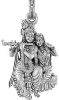 92.5% Pure Sterling Silver God Radha Krishna (Big Size) Pendants for Men & Women - pb7196