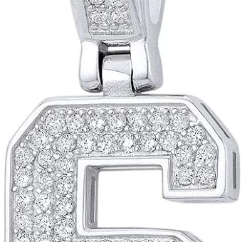 Alfred & Vincent Initial Letter S Block Script Cubic Zirconia Crystal Pendant in .925 Sterling Silver w/Rhodium