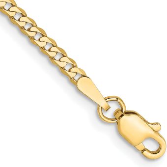 Avariah Solid 10k Yellow Gold 2.2mm Flat Beveled Curb Bracelet Chain Anklet -7.0" 8.0" 9.0" 10.0"