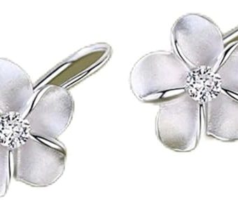 Black of Fridays Deals 2024, Lightning Deals of Today Prime Flower Stud Earrings 925 Sterling Silver Plumeria Earrings Womens Cute Cherry Blossom...