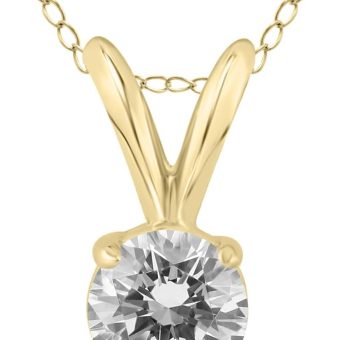 Diamond Solitaire Pendant in 14K Yellow Gold (1/4 Carat - 1/2 Carat)