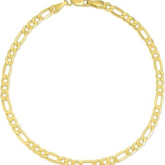 Floreo 10k Yellow Gold 2.5mm Lite Figaro Chain Link Bracelet or Anklet