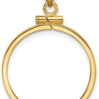 Gold Coin Bezel Pendant Mounting in 10K Yellow Gold - 13mm - 39.5mm Coin Size - Polished Screw Top