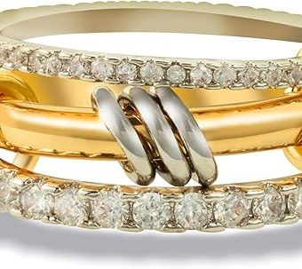 Gold Stackable Rings for Women Non Tarnish, Dainty Stackable 18k Gold Plated CZ Cubic Zirconia Rings, Gold Knuckle Women Rings Set