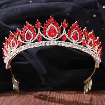 Hair Jewelry Crown Tiaras for Women Vintage Red Crystal Crown Bride Tiara for Women Wedding Princess Headpiece Hair Jewelry Accessories