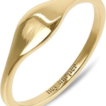 Hey Harper Gold Ring for Women Cindy Ring - Trendy 14K PVD Signet Ring - Gold Plated Stacking Waterproof & Sweatproof Jewerly Ring - Everday Non...