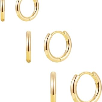 Hoop Earrings Set for Women Hypoallergenic Lightweight Stud Earrings Stack for Sensitive Ears Jewelry Gifts for women