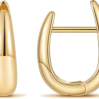 micuco Gold Hoop Earrings for Women, 18K Real Gold Plated Lightweight Chunky Gold Hoops, Hollow Thick Gold Hoop Earrings