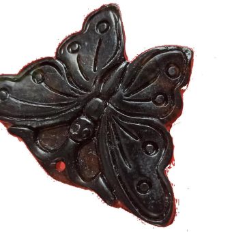 Natural dark green butterfly good luck pendant