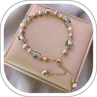 Pearl Bracelets for Women, Girls 2024 Layered Pure Handmade Vintage Stylish Bracelets, Double Layer Pearl Strand Bracelet Wedding Jewelry for Brides