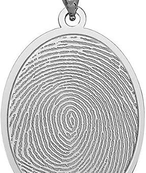 PicturesOnGold.com Custom Fingerprint Oval Charm or Pendant Available in Sterling Silver and 10K or 14K Yellow, White, or Rose Gold