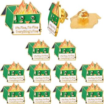 Positive Enamel Pins Bulk Dumpster Fire Enamel Pin Inspirational Bulk Enamel Pins Motivational Positive Alloy Brooch Pin Gift for Coworker Clothes...