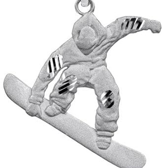 Snowboarding Winter Sports 3D Charm Pendant 925 Sterling Silver