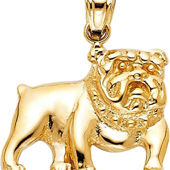 Sonia Jewels 14K Yellow Gold Bulldog Pendant Charm (15x19 mm)