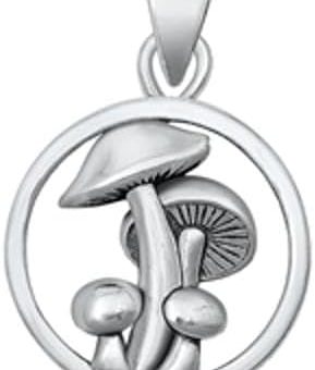 Sterling Silver Unique Mushrooms Pendant Polished Toadstool Charm .925 New