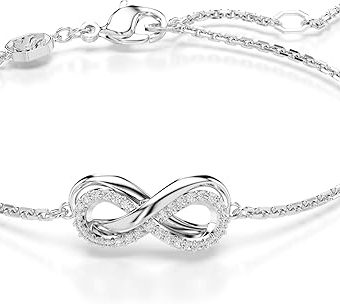 SWAROVSKI Hyperbola Bracelet, Clear Infinity Motif Adorned with a Pavé of Crystals in a Rhodium-Finished Setting, Part of the Hyperbola Collection